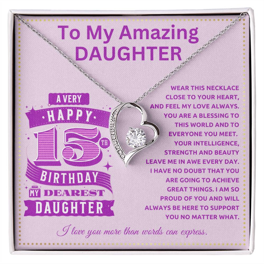 JGF Jewelry Gifts for Family 15th Birthday Card Daughter Turning 15 Year Old