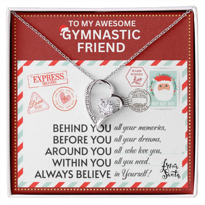 JGF Jewelry Gifts for Family To My BFF Bestie Heart Necklace For Gymnastic Female Friend