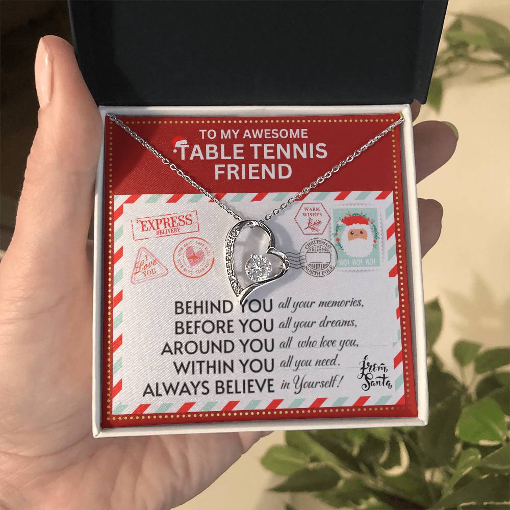 JGF Jewelry Gifts for Family To My BFF Bestie Heart Necklace For Table Tennis Female Friend