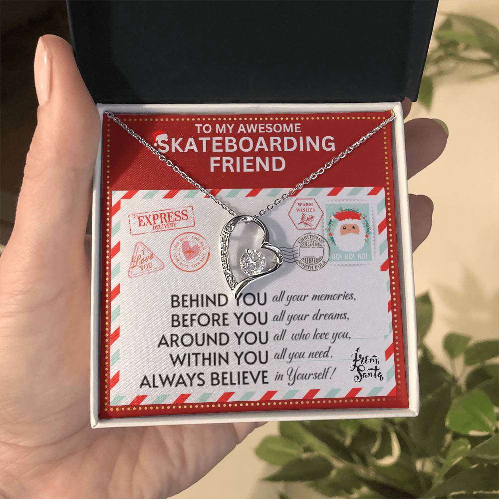 JGF Jewelry Gifts for Family To My BFF Bestie Heart Necklace Gift For Skateboarding Adult Female Friend