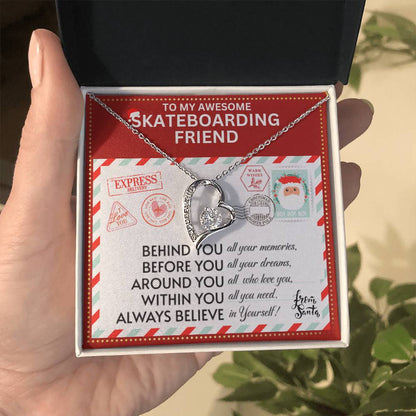 JGF Jewelry Gifts for Family To My BFF Bestie Heart Necklace Gift For Skateboarding Adult Female Friend