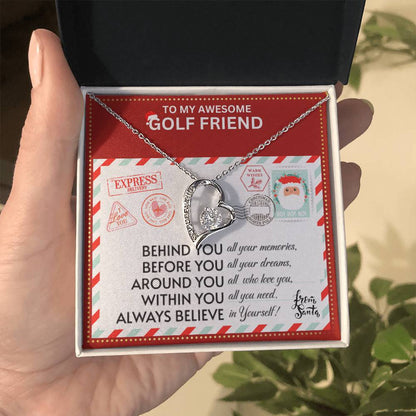 JGF Jewelry Gifts for Family To My BFF Bestie Heart Necklace For Golf Female Friend