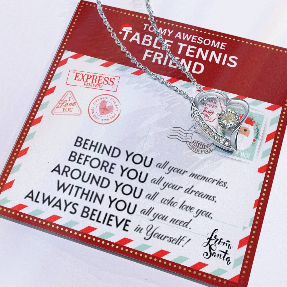 JGF Jewelry Gifts for Family To My BFF Bestie Heart Necklace For Table Tennis Female Friend