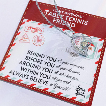 JGF Jewelry Gifts for Family To My BFF Bestie Heart Necklace For Table Tennis Female Friend