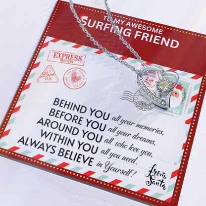 JGF Jewelry Gifts for Family To My BFF Bestie Heart Necklace Gift For Surfing Adult Female Friend