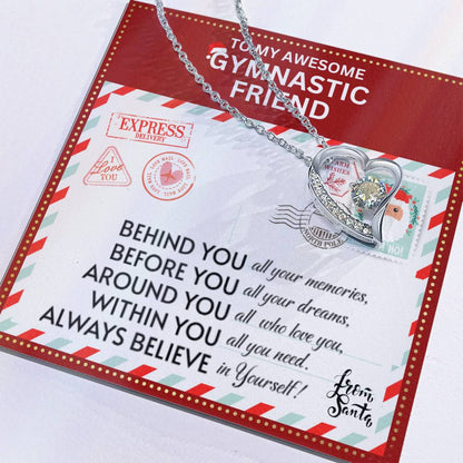 JGF Jewelry Gifts for Family To My BFF Bestie Heart Necklace For Gymnastic Female Friend