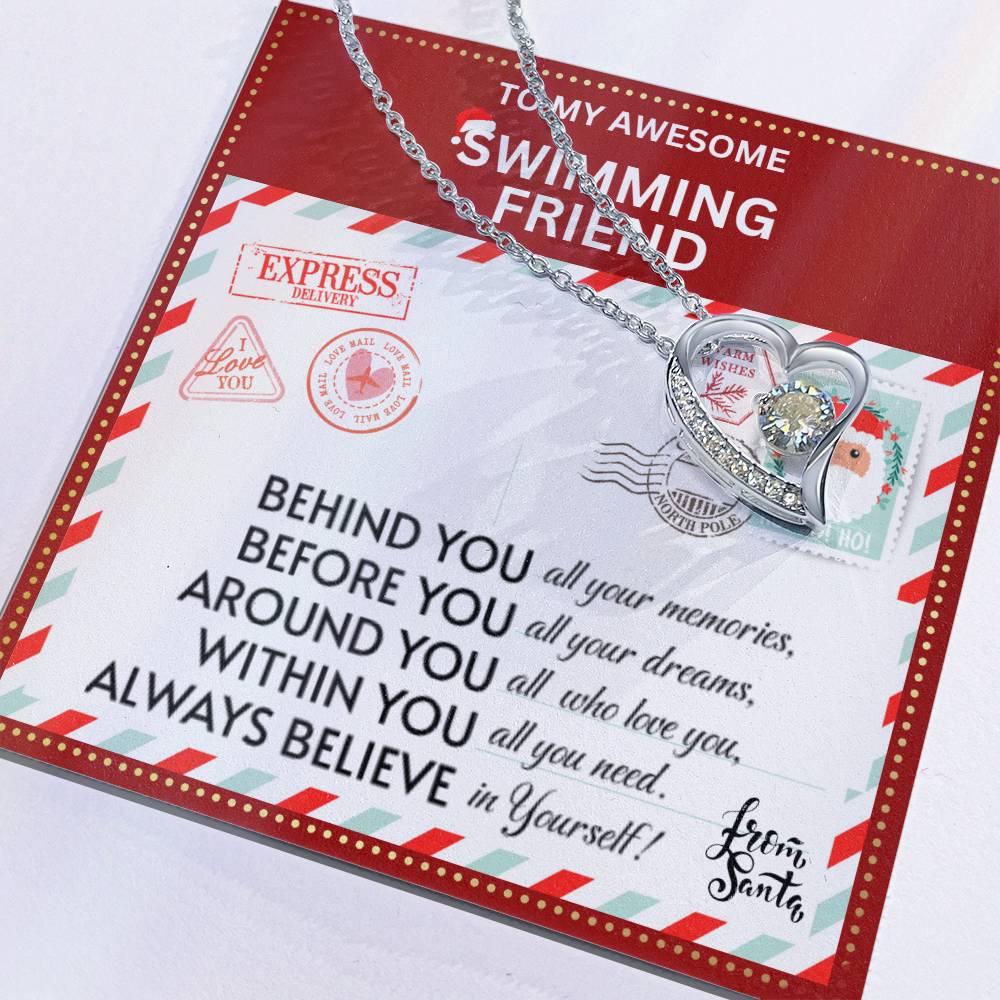 JGF Jewelry Gifts for Family To My BFF Bestie Heart Necklace Gift For Swimming Adult Female Friend