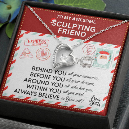 JGF Jewelry Gifts for Family To My BFF Bestie Heart Necklace Gift For Sculpting Adult Female Friend Far Away