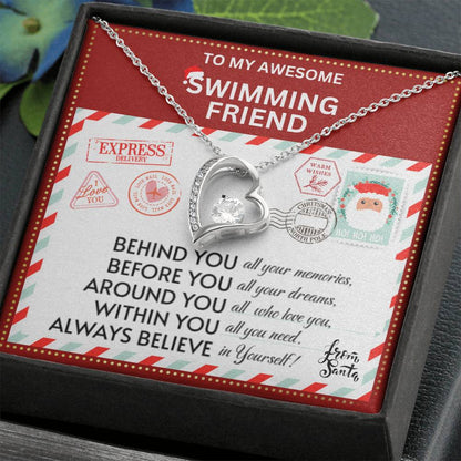 JGF Jewelry Gifts for Family To My BFF Bestie Heart Necklace Gift For Swimming Adult Female Friend