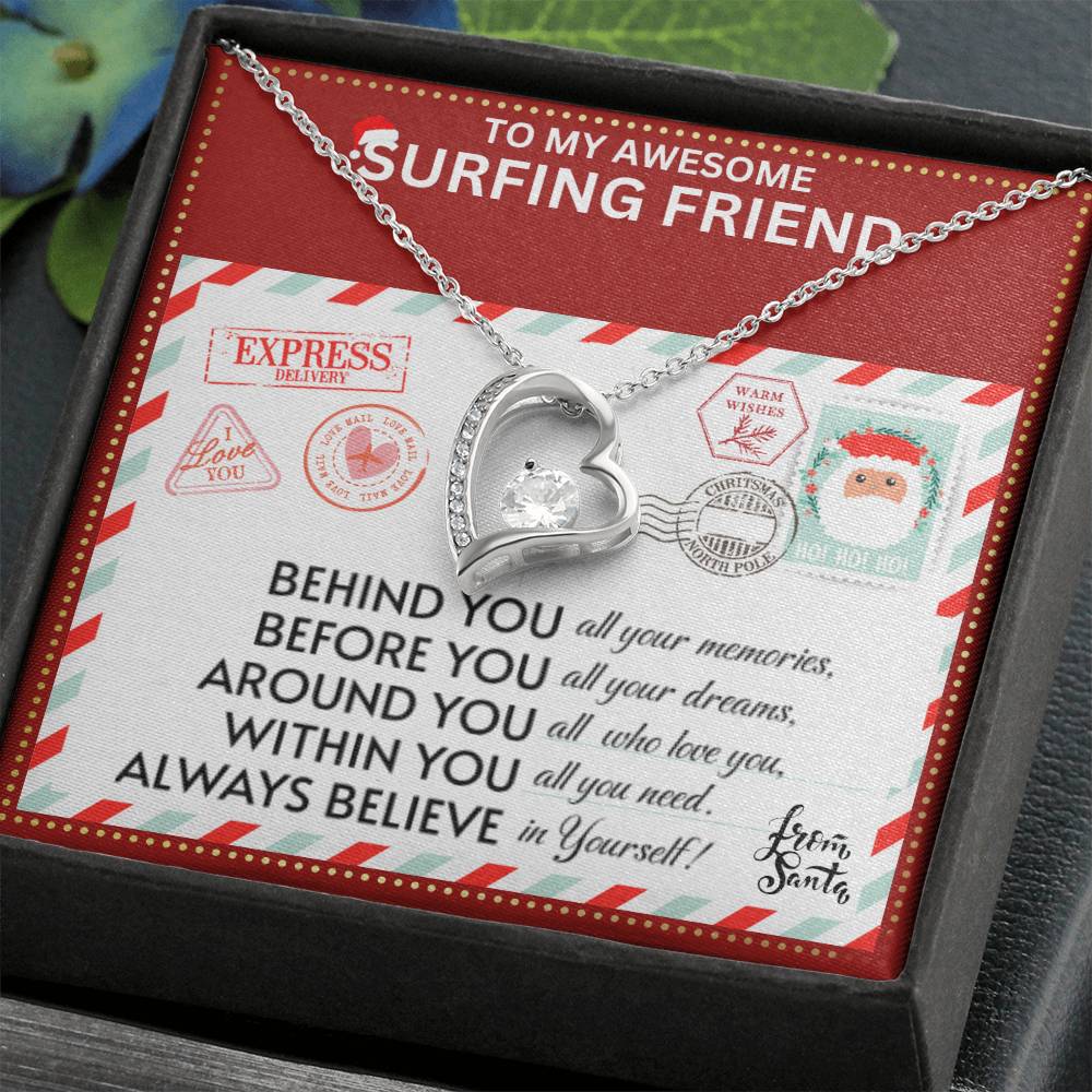 JGF Jewelry Gifts for Family To My BFF Bestie Heart Necklace Gift For Surfing Adult Female Friend