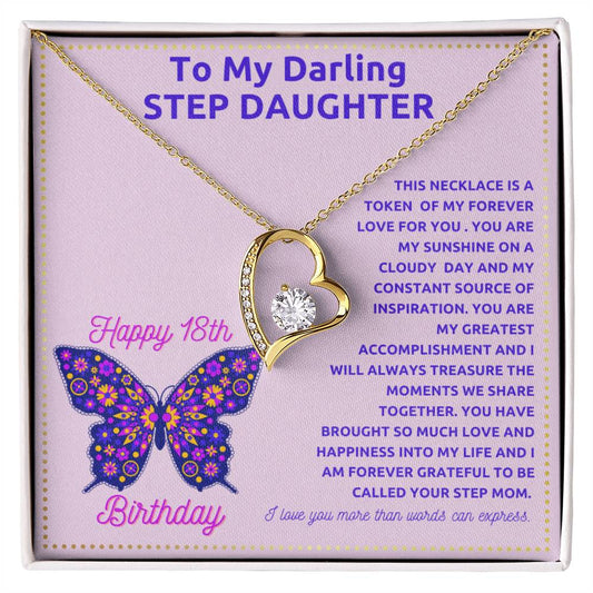 JGF Jewelry Gifts for Family Sterling Silver Necklace For Step Daughter 18th  Birthday