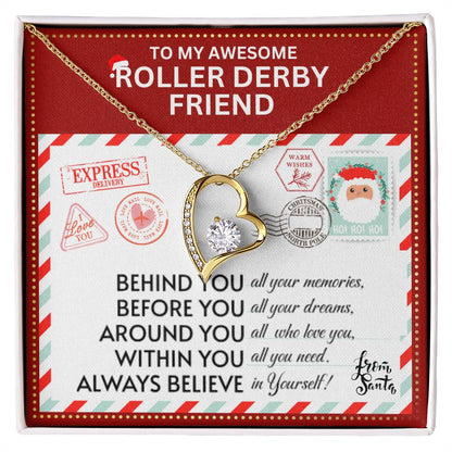 JGF Jewelry Gifts for Family To My BFF Bestie Heart Necklace Gift For Roller Derby Adult Female Friend