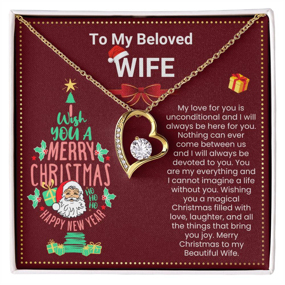 JGF Jewelry Gifts for Family Christmas Message Card For Wife One Heart Short Necklace