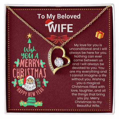 JGF Jewelry Gifts for Family Christmas Message Card For Wife One Heart Short Necklace