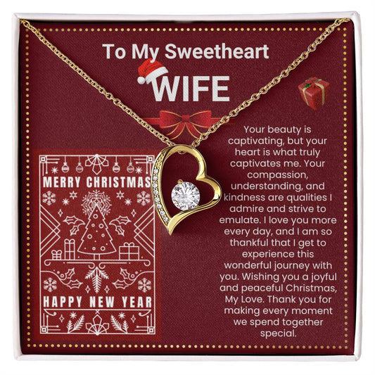 JGF Jewelry Gifts for Family Christmas Message Card For Wife Simple Silver Necklace For Women Heart