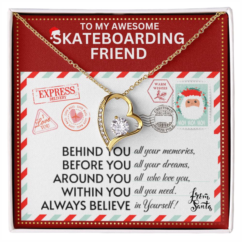 JGF Jewelry Gifts for Family To My BFF Bestie Heart Necklace Gift For Skateboarding Adult Female Friend