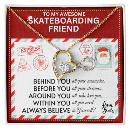 JGF Jewelry Gifts for Family To My BFF Bestie Heart Necklace Gift For Skateboarding Adult Female Friend