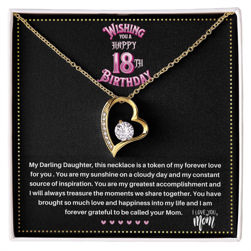 JGF Jewelry Gifts for Family | 18th Birthday Necklace Sterling Silver for my Daughter | Simple Classic Heart Shape Necklace