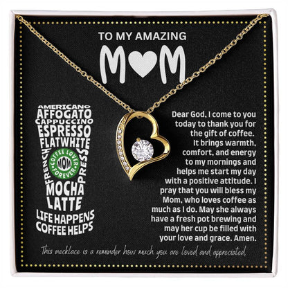 JGF Jewelry Gifts for Family I Love You Mom Heart Necklace for Coffee Lovers