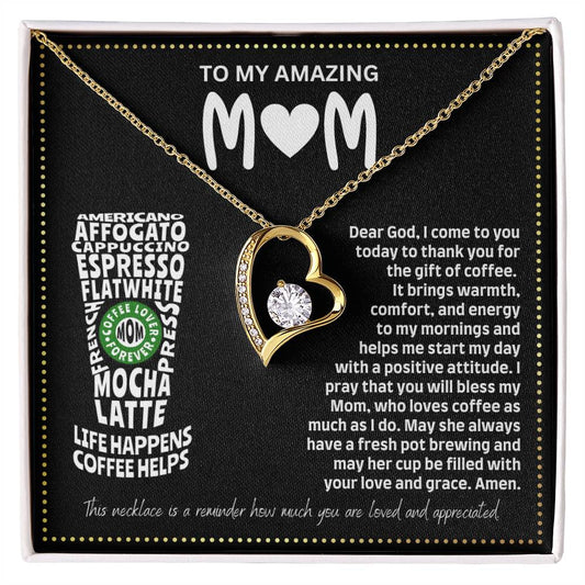 JGF Jewelry Gifts for Family I Love You Mom Heart Necklace for Coffee Lovers