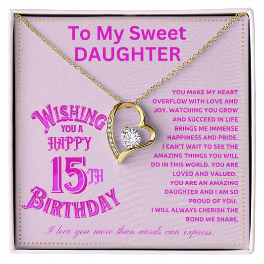 JGF Jewelry Gifts for Family Happy 15th Birthday Card for Daughter For My 15 Year Old Daughter