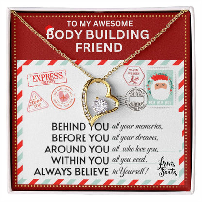 JGF Jewelry Gifts for Family Gift To My Bestie BFF Heart Necklace For Body Building Female Friend