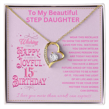 JGF Jewelry Gifts for Family To My Step Daughter  15th Birthday Gift Necklace