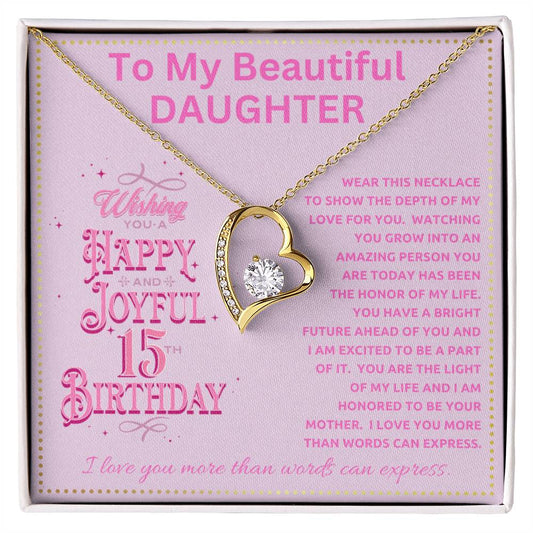 JGF Jewelry Gifts for Family Happy 15th Birthday My Daughter 15 Year Old