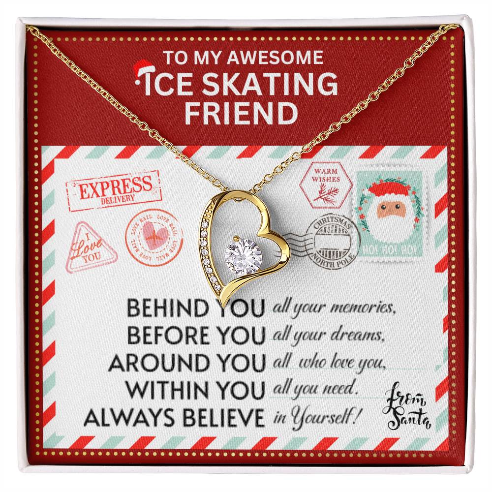 JGF Jewelry Gifts for Family To My BFF Bestie Heart Necklace For Ice Skating Female Friend