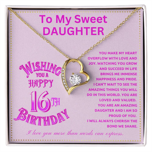 JGF Jewelry Gifts for Family Happy 16th Birthday Card To My Daughter Necklace