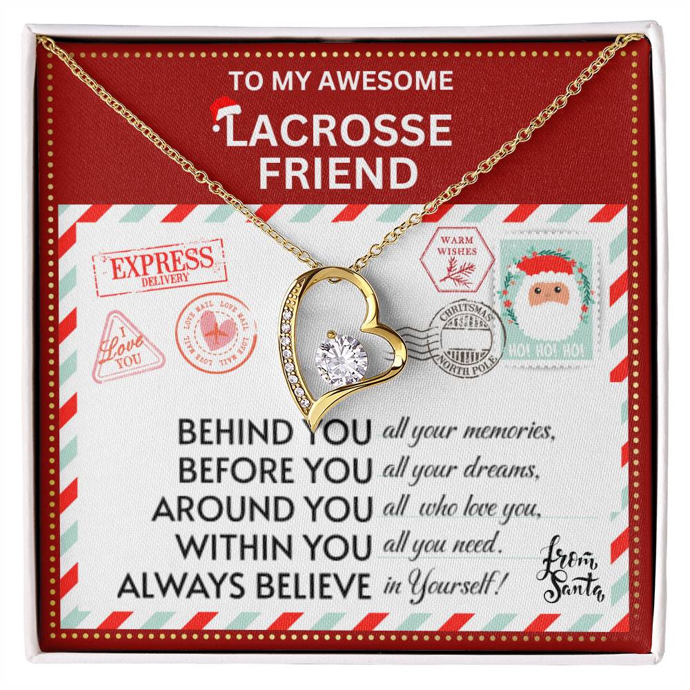 JGF Jewelry Gifts for Family Gift To My Bestie BFF Heart Necklace For Lacrosse Female Friend Long Distance