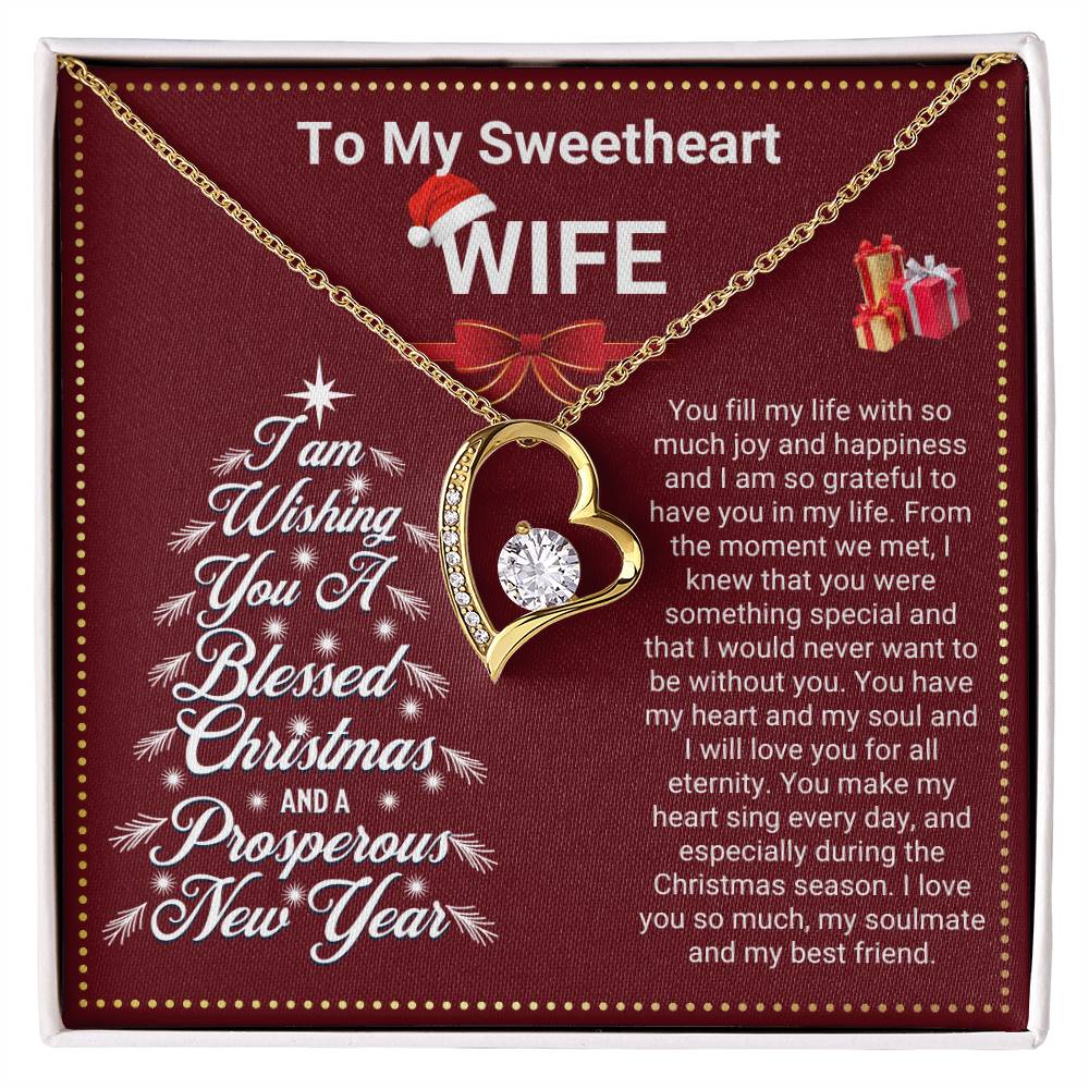 JGF Jewelry Gifts for Family Christmas Message Card For Wife Heart Shaped Necklaces For Women