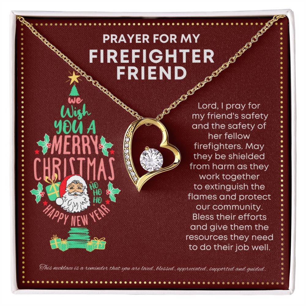 JGF Jewelry Gifts for Family Simple Single Heart Necklace I Love My Firefighter Friend Present