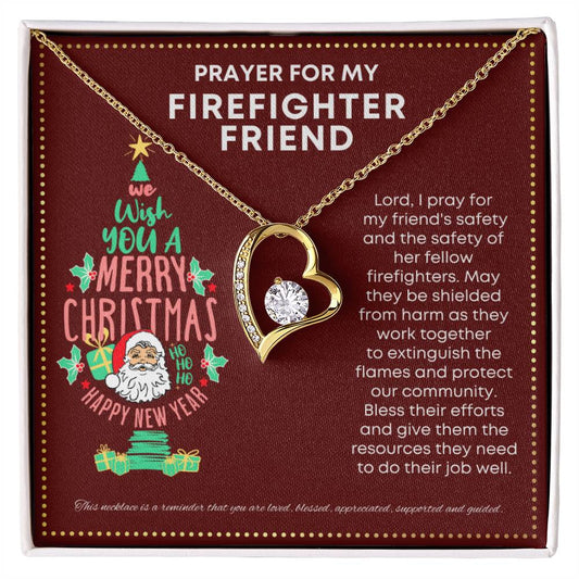 JGF Jewelry Gifts for Family Simple Single Heart Necklace I Love My Firefighter Friend Present