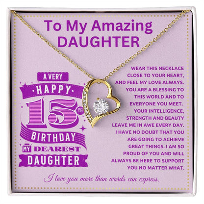 JGF Jewelry Gifts for Family 15th Birthday Card Daughter Turning 15 Year Old