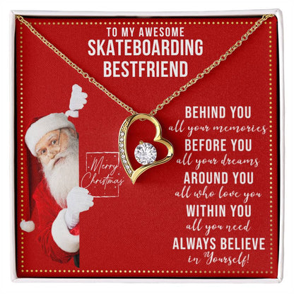 JGF Jewelry Gifts for Family To My BFF Heart Necklace Gift For Skateboarding Adult Female Friend