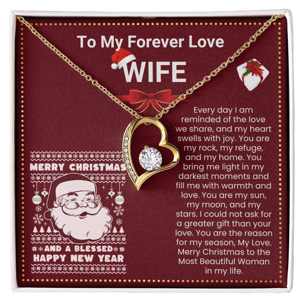 JGF Jewelry Gifts for Family Christmas Message Card For Wife Heart Shaped Pendant Necklace Sterling Silver