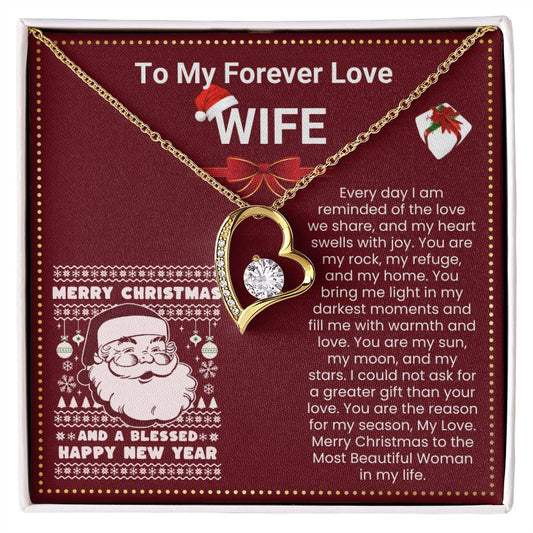 JGF Jewelry Gifts for Family Christmas Message Card For Wife Heart Shaped Pendant Necklace Sterling Silver