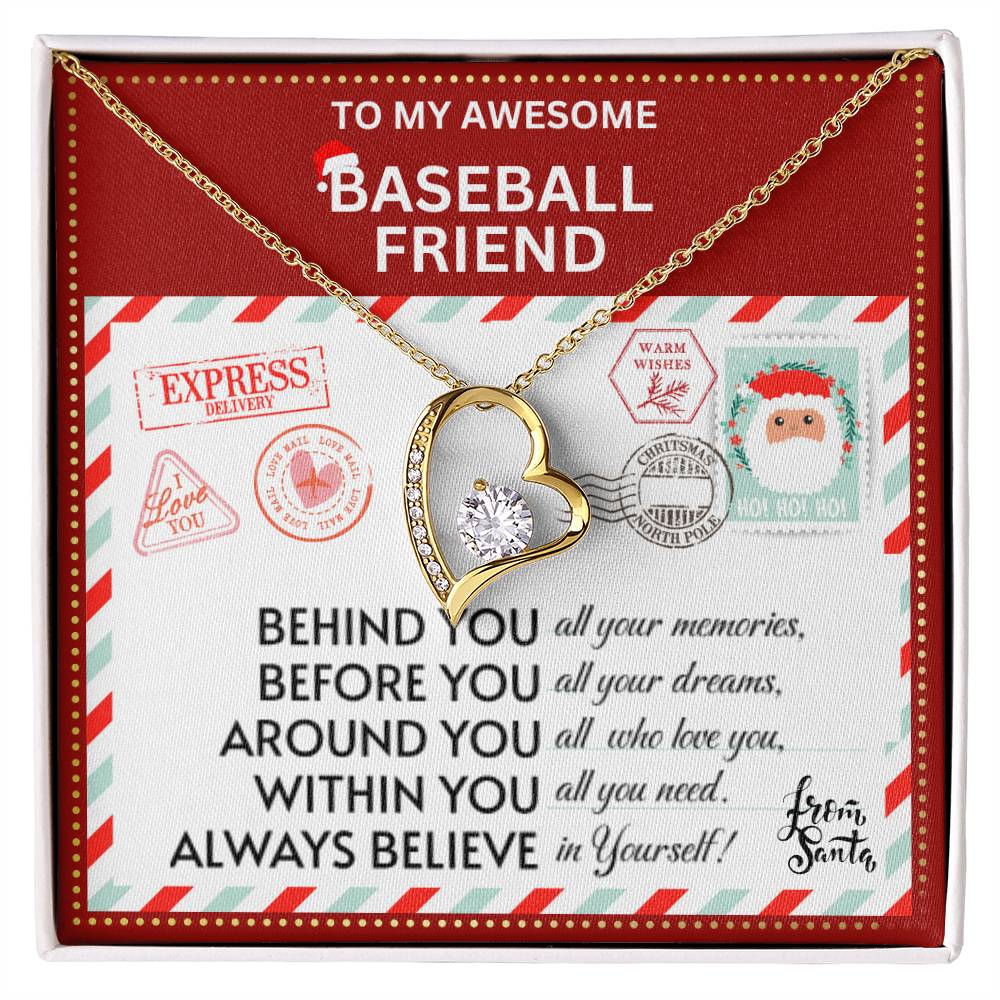 JGF Jewelry Gifts for Family Gift To My Bestie BFF Heart Necklace For Baseball Female Friend
