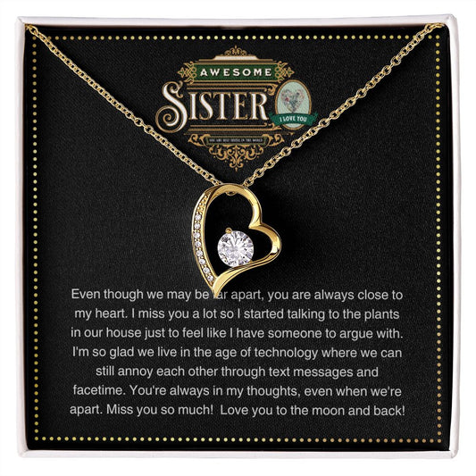 JGF Jewelry Gifts for Family | Sterling Silver Heart Shape Necklace Gifts for Long Distance Sister | Heart Necklace for Women