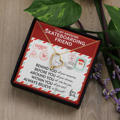 JGF Jewelry Gifts for Family To My BFF Bestie Heart Necklace Gift For Skateboarding Adult Female Friend