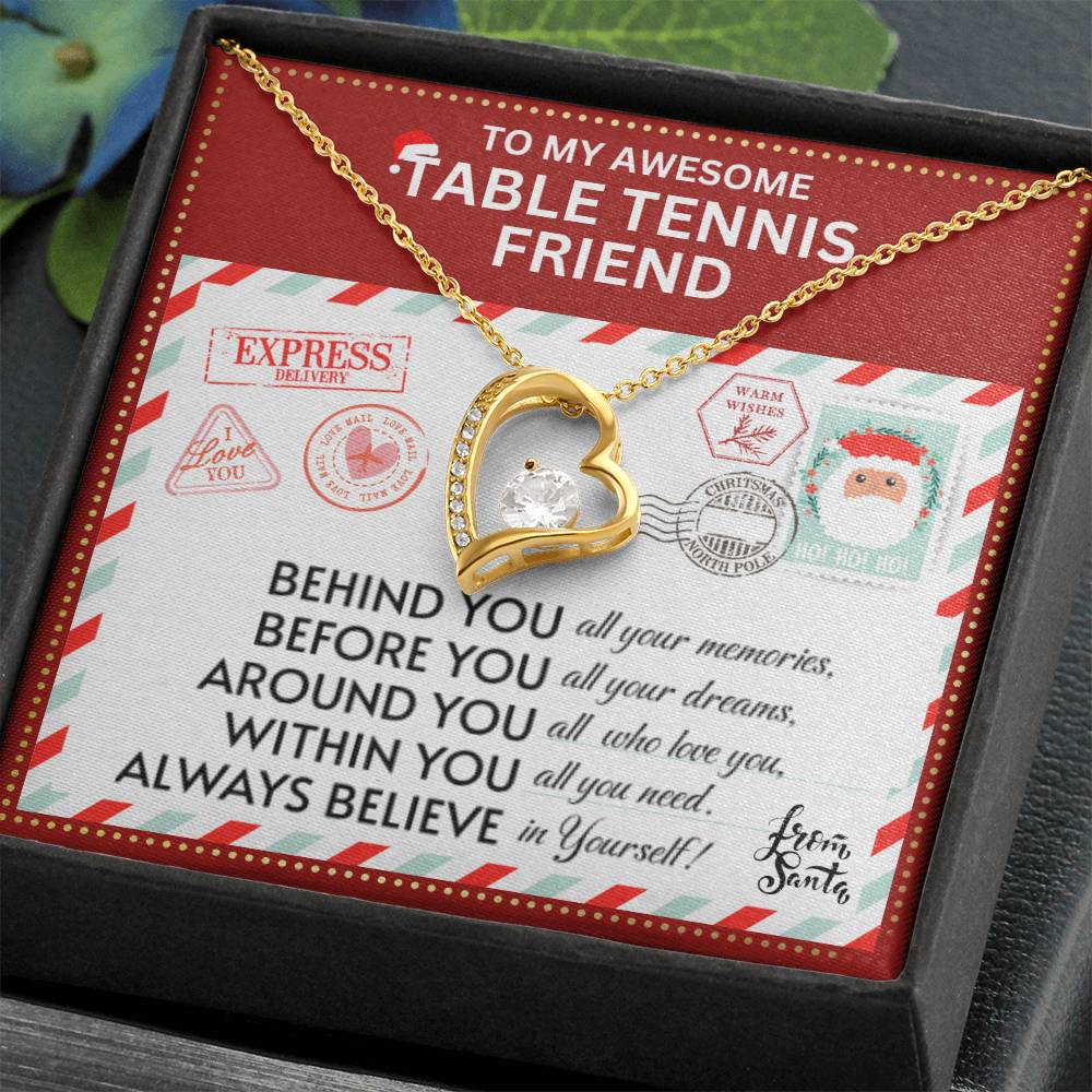 JGF Jewelry Gifts for Family To My BFF Bestie Heart Necklace For Table Tennis Female Friend