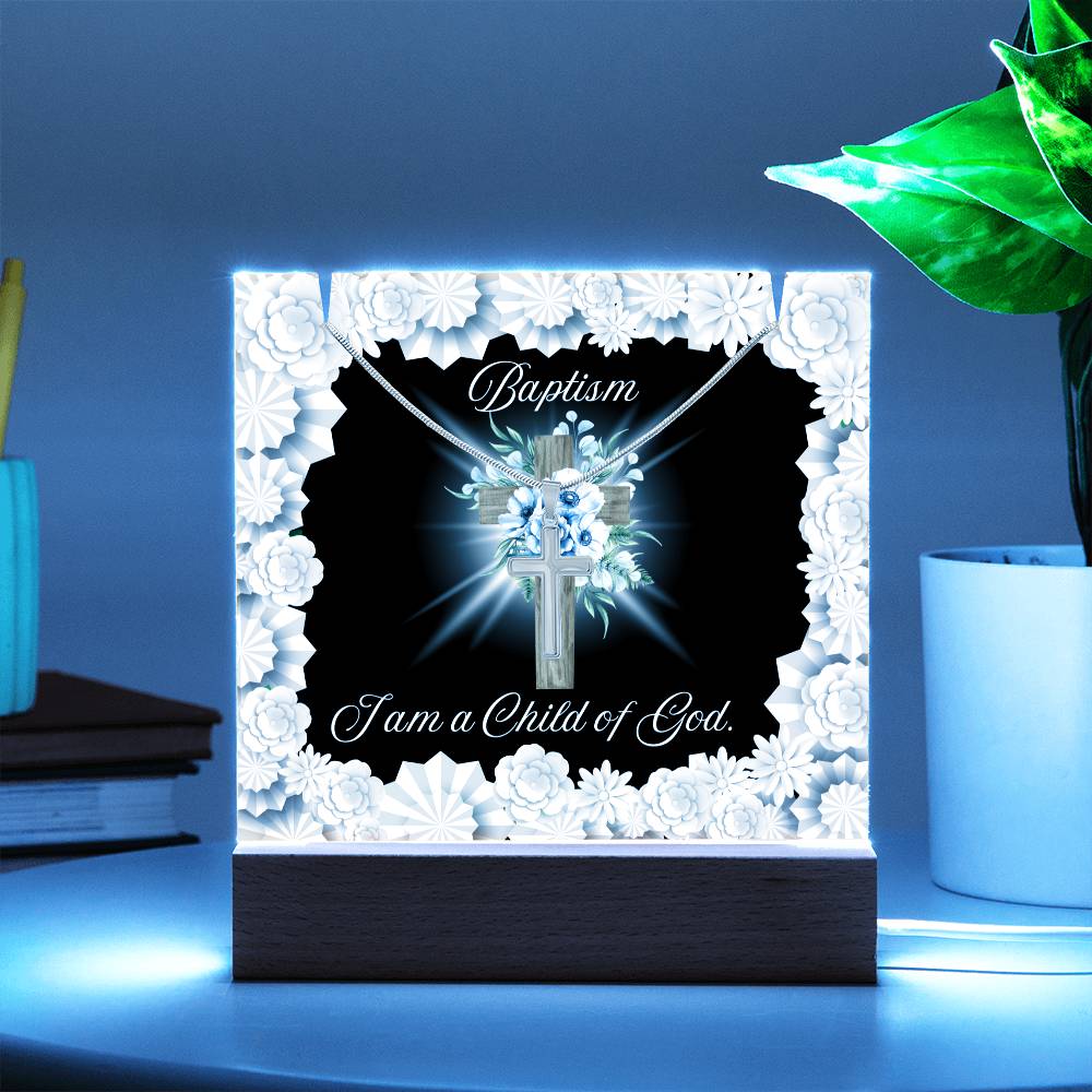 JGF Baptism of the Holy Spirit Cross Necklace For Baby Boy And Girl