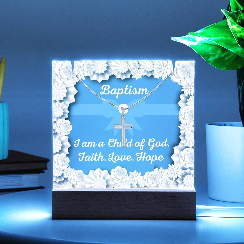 JGF Baptism of the Holy Spirit Cross Necklace For Baby Boy