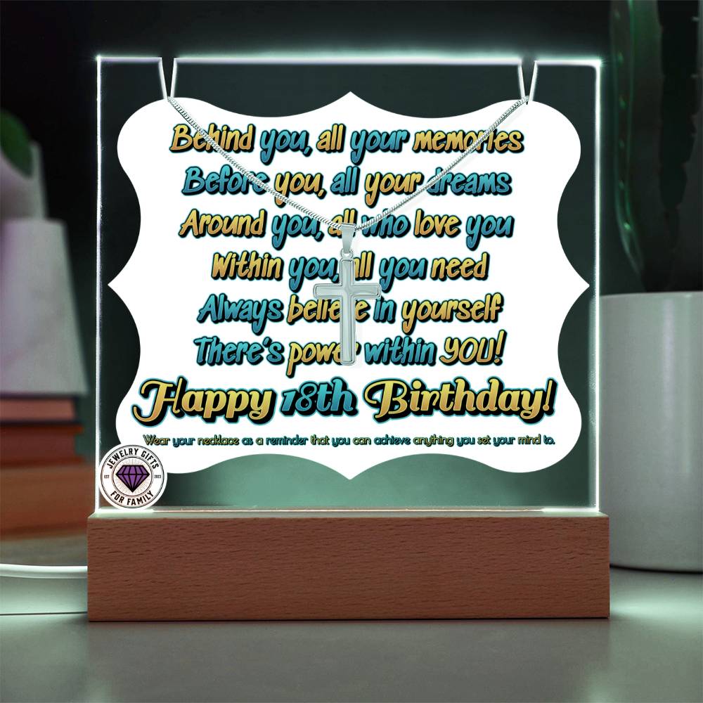 JGF Jewelry Gifts For Family Happy 18th Birthday with Cross Necklace