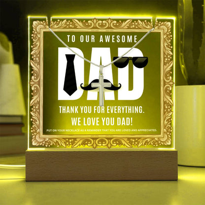 JGF Jewelry Gifts For Family Daddy Necklace and Acrylic Plaque for Dad Birthday from Son and Daughter