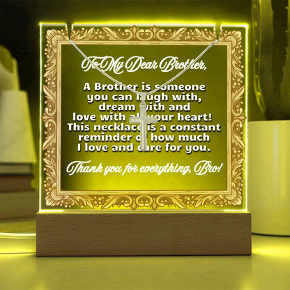 JGF Jewelry Gifts For Family Necklace and Acrylic For Brother Plaque For Birthday From Sister