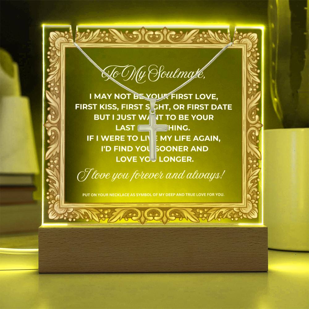 JGF Jewelry Gifts For Family To My Soulmate Cross Necklace For Him And Plaque For Men