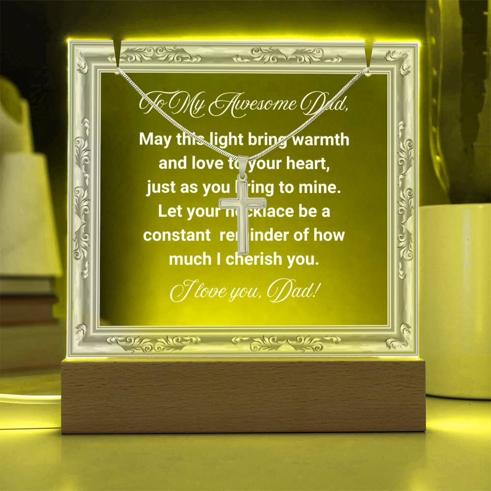 JGF Jewelry Gifts For Family Necklace To My Dad Necklace and Acrylic Plaque From Son And Daughter