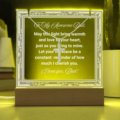 JGF Jewelry Gifts For Family Necklace To My Dad Necklace and Acrylic Plaque From Son And Daughter